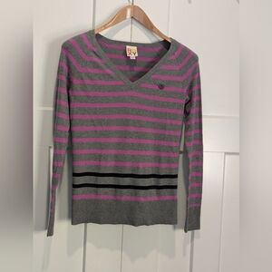 Roxy Size XS Striped V Neck Sweater